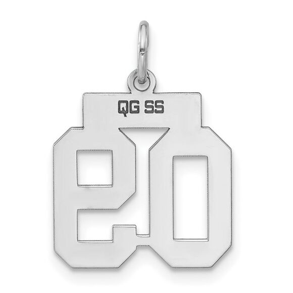 Sterling Silver, Athletic Collection, Small Polished Number 09 Pendant - Picture 3 of 5